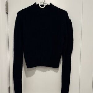 Madewell Black cropped puff sleeve mockneck